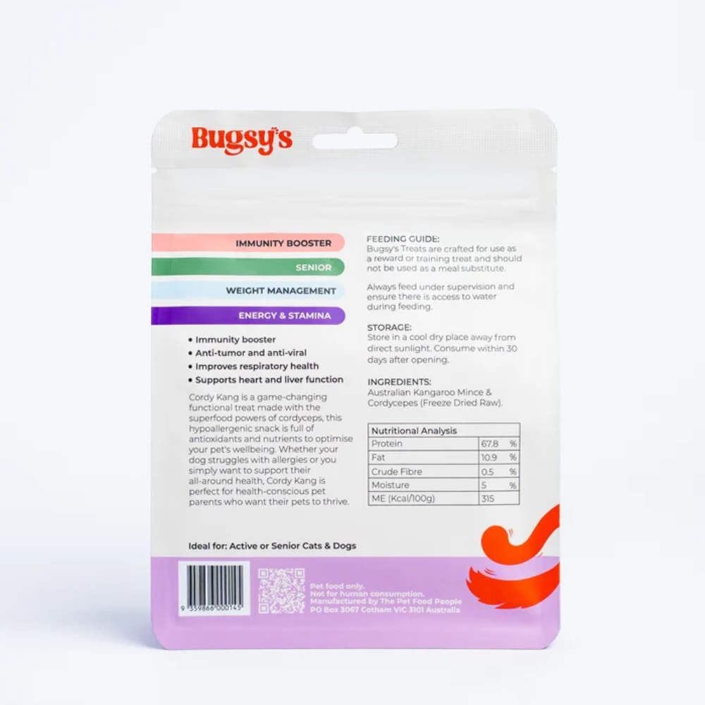 Bugsy's Energy & Stamina | Kangaroo & Cordyceps Snacks