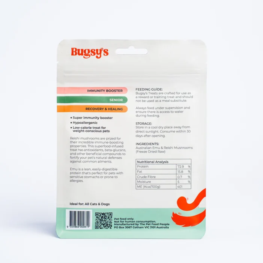 Bugsy's Immunity Booster | Emu & Reishi Snacks