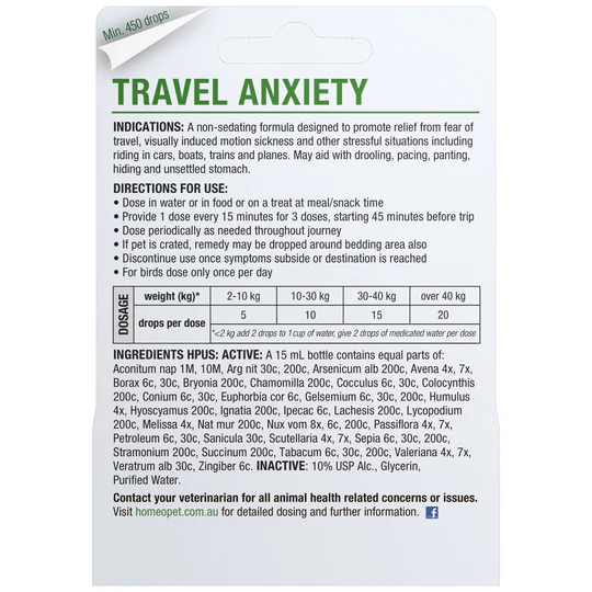 HomeoPet Travel Anxiety